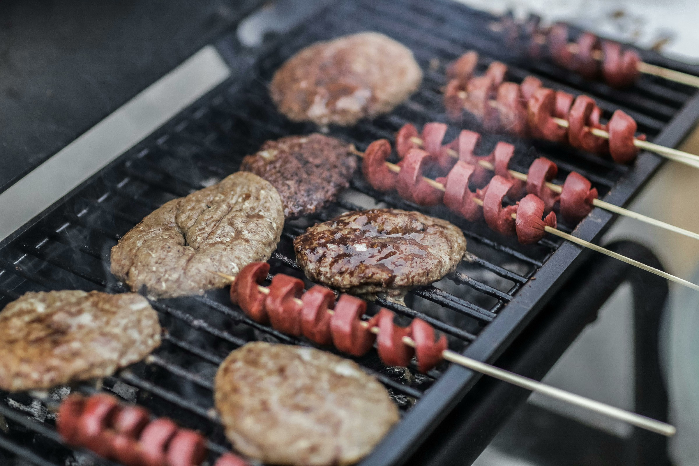 Steak and Sausage Skewers on the Grill